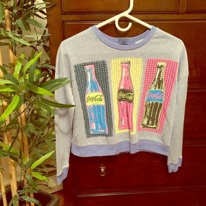 💸Coca-Cola pop art cropped zipper terry pullover